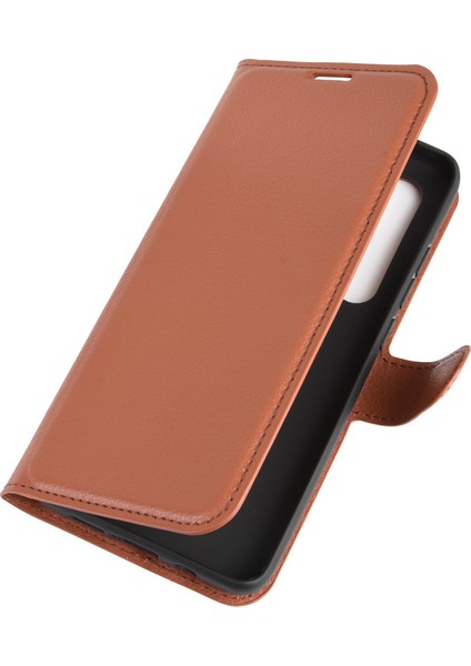 Litchi Cilt Manyetik Deri Stand Kılıfı Xiaomi Mi Note 10 Lite-Brown (Yurt Dışından)