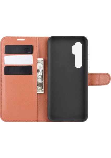 Litchi Cilt Manyetik Deri Stand Kılıfı Xiaomi Mi Note 10 Lite-Brown (Yurt Dışından)