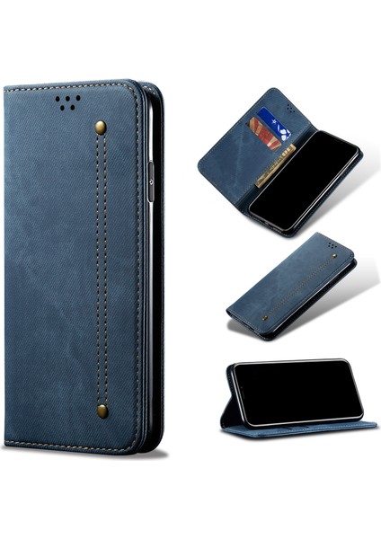 Xiaomi Redmi Için Retro Style Kot Ceza Deri Kabuk Not 9/redmi 10X 4g-Mavi (Yurt Dışından)