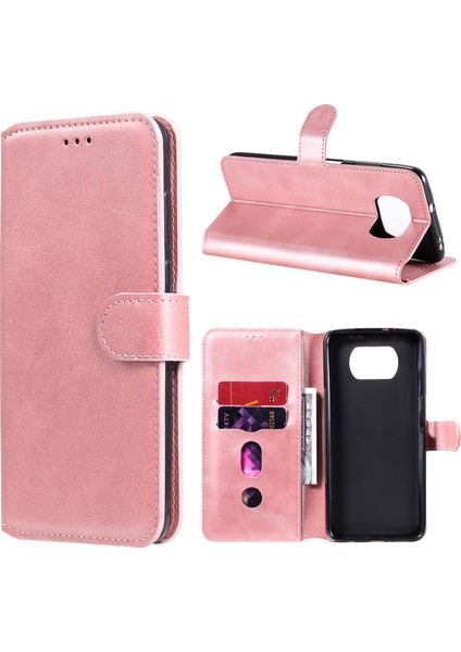 Xiaomi Poco X3/poco X3 Nfc-Rose Gold Için Yeni Varış Klasik Flip Deri Cüzdan Standı Telefon Kasası (Yurt Dışından)