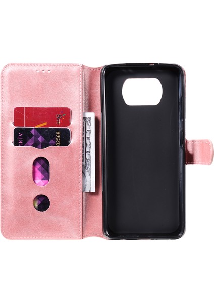 Xiaomi Poco X3/poco X3 Nfc-Rose Gold Için Yeni Varış Klasik Flip Deri Cüzdan Standı Telefon Kasası (Yurt Dışından)