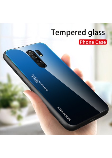 Xiaomi Redmi Için 9-Mavi/siyah Için Gradyan Renk Temperli Cam+Pc+Tpu Kabuğu (Yurt Dışından) modelleri