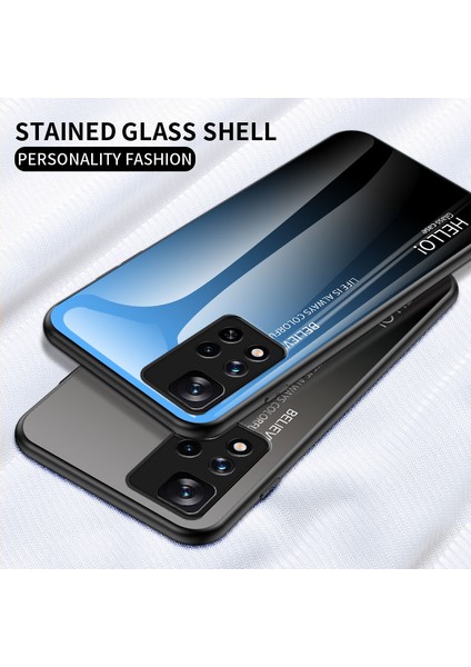 Yumuşak Esnek Tpu Çerçeve Kırpma Dayanıklı Renkli Temperli Cam Telefon Kılıfı Xiaomi Redmi Note 11 Pro 5g (Çin) (Mediatek)/not 11 Pro+ 5g-Blue Siyah (Yurt Dışından) fiyatları