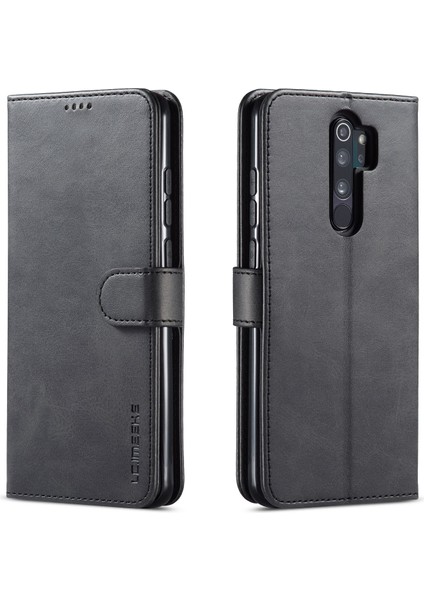 Cowhide Doku Deri Cüzdan Stand Telefon Kılıfı Xiaomi Redmi 9-Black (Yurt Dışından)