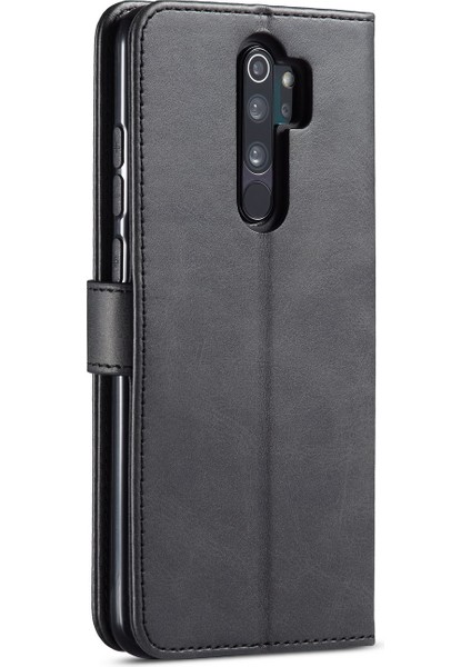 Cowhide Doku Deri Cüzdan Stand Telefon Kılıfı Xiaomi Redmi 9-Black (Yurt Dışından) modelleri
