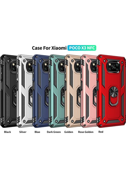 Pc+Tpu Hibrid Anti-Fall Anti-Fone Case Koruyucu Kapak Xiaomi Poco Için Ring Kickstand ile (Yurt Dışından)