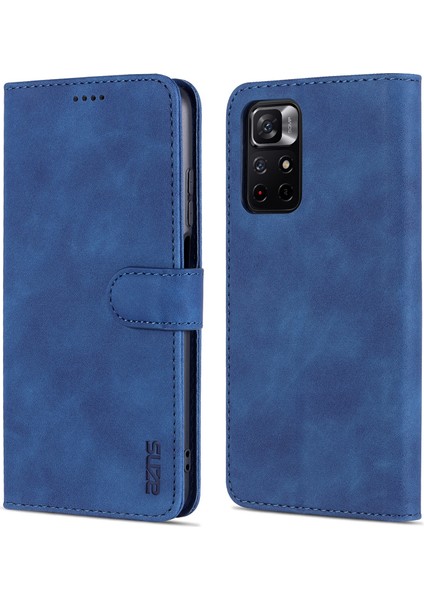 Xiaomi Redmi Için Not 11 5g (Çin) (Mediatek)/not 11T 5g/not 11S 5g Pu Deri Flip Folio Kasa Cüzdan Stand Şok Geçirmez Tpu Iç Kabuk Telefon Kapak Mavi (Yurt Dışından)