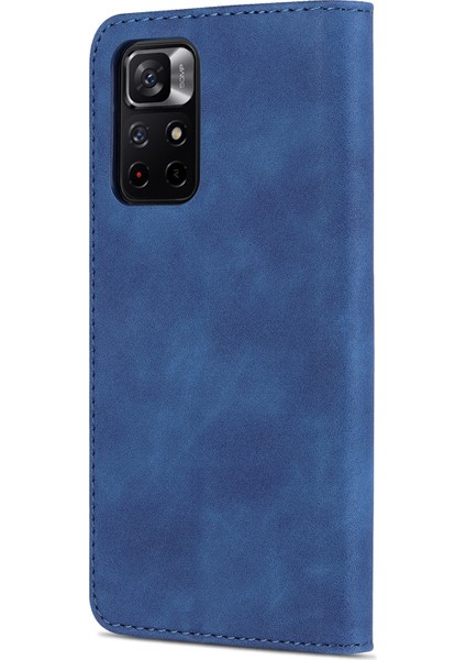 Xiaomi Redmi Için Not 11 5g (Çin) (Mediatek)/not 11T 5g/not 11S 5g Pu Deri Flip Folio Kasa Cüzdan Stand Şok Geçirmez Tpu Iç Kabuk Telefon Kapak Mavi (Yurt Dışından) modelleri