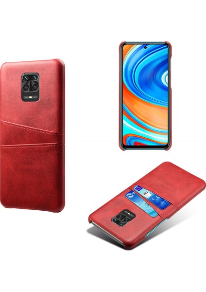 Çift Kart Yuvaları Pu Deri Kaplamalı Plastik Telefon Xiaomi Için Sert Kapak Note 9 Pro/9 Pro Max/9s-Red (Yurt Dışından)
