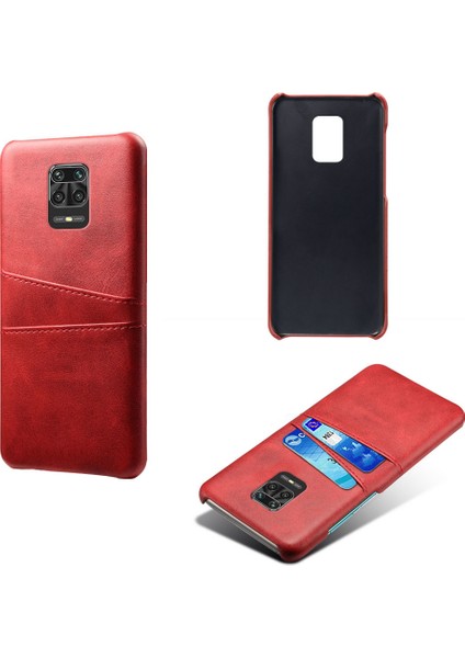 Çift Kart Yuvaları Pu Deri Kaplamalı Plastik Telefon Xiaomi Için Sert Kapak Note 9 Pro/9 Pro Max/9s-Red (Yurt Dışından) fiyatları