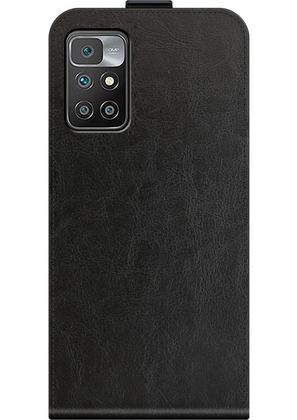 Xiaomi Redmi Için Tek Kart Tutucu ile Dikey Flip Screas Dayanıklı Çılgın At Deri Kılıfı 10 Black (Yurt Dışından) modelleri