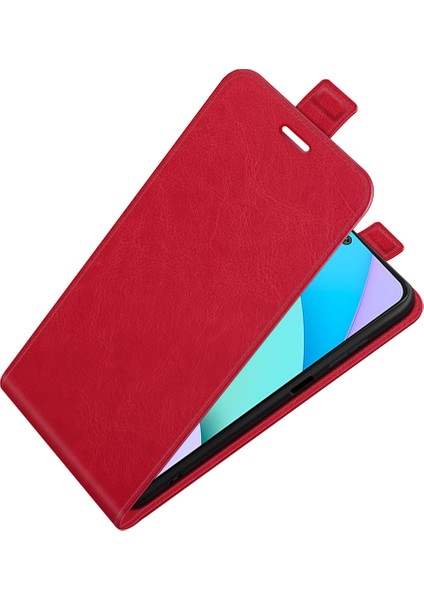 Xiaomi Redmi Için Tek Kart Tutucu ile Dikey Kaplamaya Dayanıklı Çılgın At Deri Kılıfı 10-Kırmızı (Yurt Dışından) fırsatları