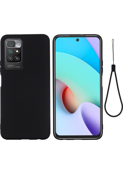 Sıvı Silikon+Yumuşak Mikrofiber Astar Xiaomi Redmi 10 4g (2021)/REDMI 10 2022 4g/redmi Not 11 4g (Mediatek)/redmi 10 Prime-Black (Yurt Dışından)