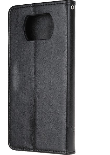 Xiaomi Poco X3/poco X3 Nfc-Black Için Şık Çift Baskı Çiçek ve Kelebek Cüzdan Deri Telefon Koruyucusu (Yurt Dışından)