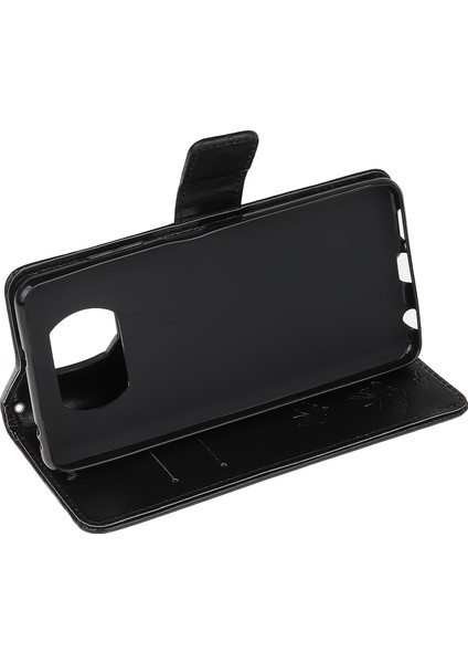 Xiaomi Poco X3/poco X3 Nfc-Black Için Şık Çift Baskı Çiçek ve Kelebek Cüzdan Deri Telefon Koruyucusu (Yurt Dışından)