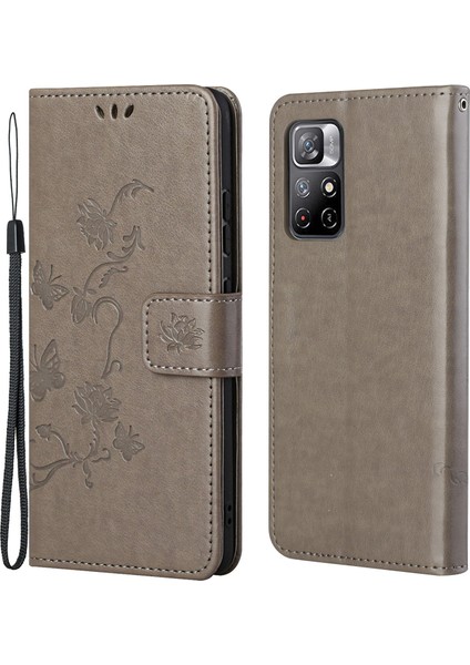 Cüzdan Fonksiyon Kılıfı Baskılı Çiçek Anti -Fall Pu Deri Koruyucu Telefon Stand Kabuğu Xiaomi Redmi Not 11 /redmi Not 11T /redmi Not 11S -Grey (Yurt Dışından)