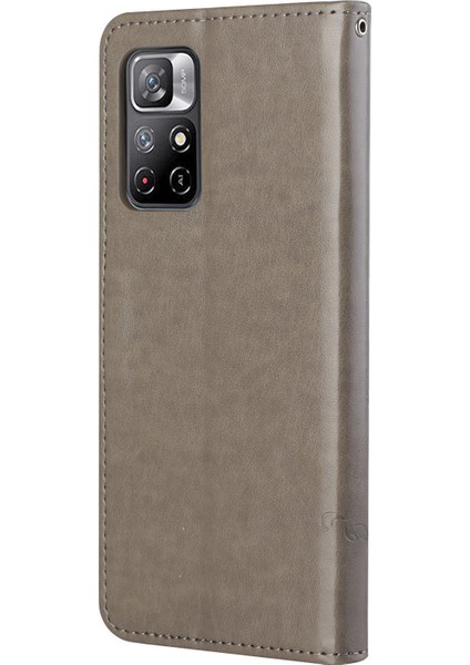 Cüzdan Fonksiyon Kılıfı Baskılı Çiçek Anti -Fall Pu Deri Koruyucu Telefon Stand Kabuğu Xiaomi Redmi Not 11 /redmi Not 11T /redmi Not 11S -Grey (Yurt Dışından) fırsatları