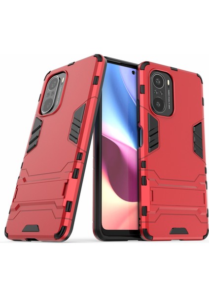 2 Kickstand Plastik+Tpu Hibrid Telefon Arka Kapak Kasası Xiaomi Redmi K40/REDMI K40 Pro/poco F3/mi 11I-KIRMIZI (Yurt Dışından) fırsatları