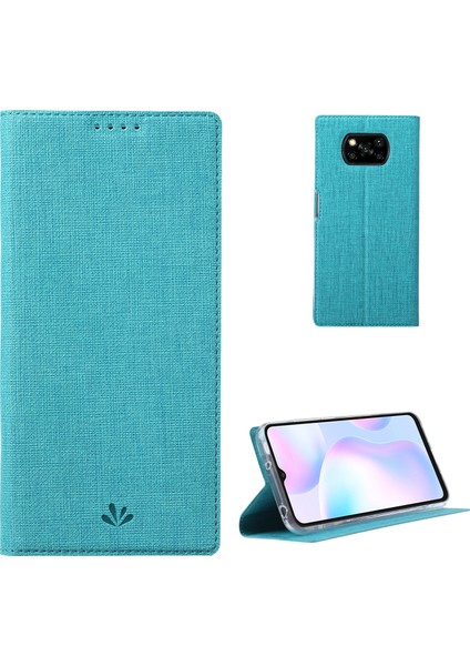 Xiaomi Poco X3/poco X3 Nfc-Blue Için Stand ve Kart Yuvası Deri Kılıf (Yurt Dışından)