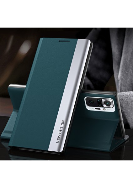 Xiaomi Redmi Için Tam Koruma Sonbahar Geçirmez Deri Telefon Standı Kasa Kabuğu Note 10 Pro 4g (Global)/note 10 Pro 4g (Hindistan) -Green (Yurt Dışından) fırsatları