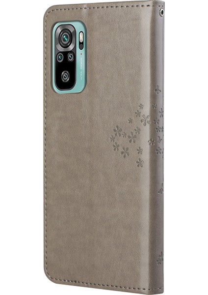 Cüzdan Tasarım Ağacı Baykuş Baskı, Xiaomi Redmi Için Stand ile Şok Geçirmez Anti Deri Telefon Kapağı 10 4g (2021)/10 Prime/10 2022 4g/not 11 4g (Mediatek) -Grey (Yurt Dışından) fırsatları
