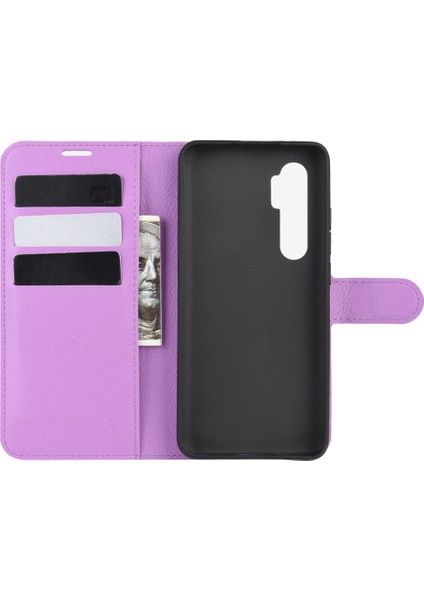 Xiaomi Mi Için Litchi Cilt Manyetik Deri Stand Kılıfı Note 10 Lite-Purple (Yurt Dışından)