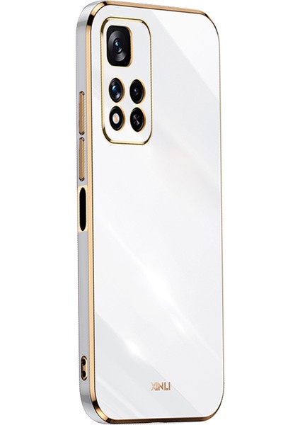 Xiaomi Redmi Için Xinli Note 11 Pro 5g (Çin) (Mediatek)/not 11 Pro+ 5g Hassas Lens Kesim Tpu Akıllı Telefon Şok Geçirmez Kasa Şık Elektrokopulasyon Altın Kenar Telefon Kapak-Beyaz (Yurt Dışından)
