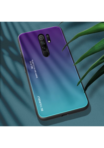 Xiaomi Redmi 9-Mor/yeşil Için Gradyan Renk Temperli Cam+Pc+Tpu Kabuğu (Yurt Dışından)