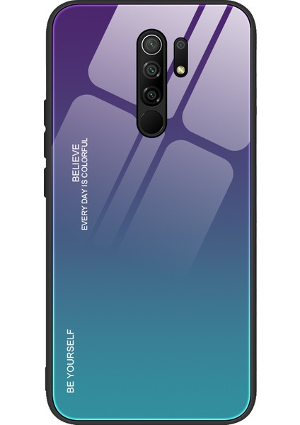 Xiaomi Redmi 9-Mor/yeşil Için Gradyan Renk Temperli Cam+Pc+Tpu Kabuğu (Yurt Dışından)