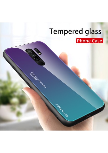 Xiaomi Redmi 9-Mor/yeşil Için Gradyan Renk Temperli Cam+Pc+Tpu Kabuğu (Yurt Dışından)