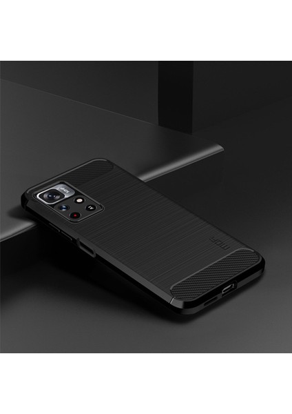Şok Geçirmez Karbon Fiber Fırçalanmış Doku Tpu Xiaomi Redmi Için Telefon Kasası Not 11 Pro+ 5g/redmi Note 11 Pro 5g (Çin) (Mediatek) -Black (Yurt Dışından) modelleri