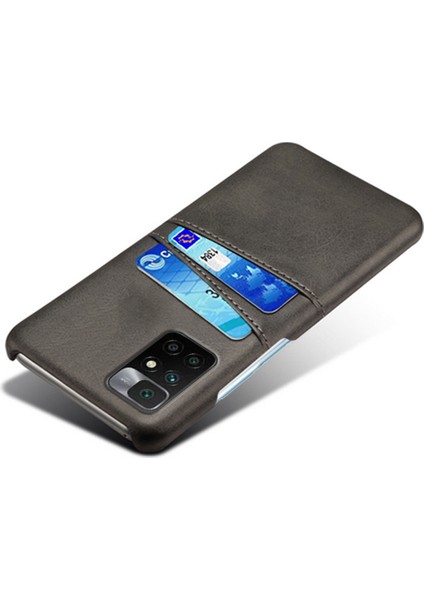 Şık Hafif Pu Deri+Pc Combo Xiaomi Redmi Için Çift Arka Kart Yuvalı Sert Kapak Not 11 4g (Mediatek)/10 4g (2021)/10 2022 4g-Black (Yurt Dışından) modelleri