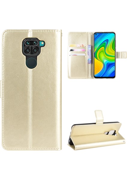 Cüzdanlı Crazy Horse Pu Deri Kabuk Xiaomi Redmi Note 9/redmi 10X 4g-Gold (Yurt Dışından)