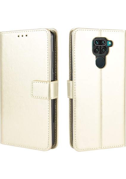 Cüzdanlı Crazy Horse Pu Deri Kabuk Xiaomi Redmi Note 9/redmi 10X 4g-Gold (Yurt Dışından)