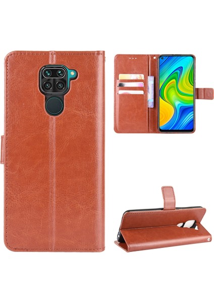 Cüzdanlı Crazy Horse Pu Deri Kabuk Xiaomi Redmi Note 9/redmi 10X 4g-Brown (Yurt Dışından)