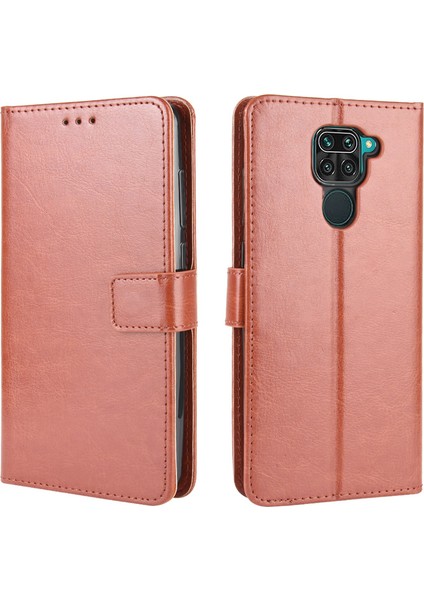 Cüzdanlı Crazy Horse Pu Deri Kabuk Xiaomi Redmi Note 9/redmi 10X 4g-Brown (Yurt Dışından)