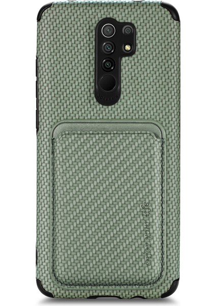 Xiaomi Redmi Için Şok Geçirmez Telefon Kılıfı 9 Kırmızı Dayanıklı Telefon Koruyucu Karbon Fiber Doku Kapak Kabuğu Çıkarılabilir Manyetik Kart Tutucu Yeşili (Yurt Dışından) fiyatları