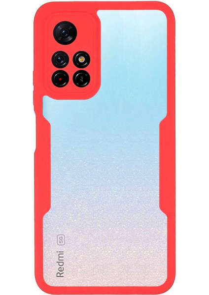 360 Derece Koruma Akrilik+Tpu Hibrit Telefon Kılıfı Kapak Xiaomi Redmi Için Pet Ekran Filmi Not 11 5g (Çin) (Mediatek)/redmi Not 11T 5g/redmi Not 11S 5g-Kırmızı (Yurt Dışından)