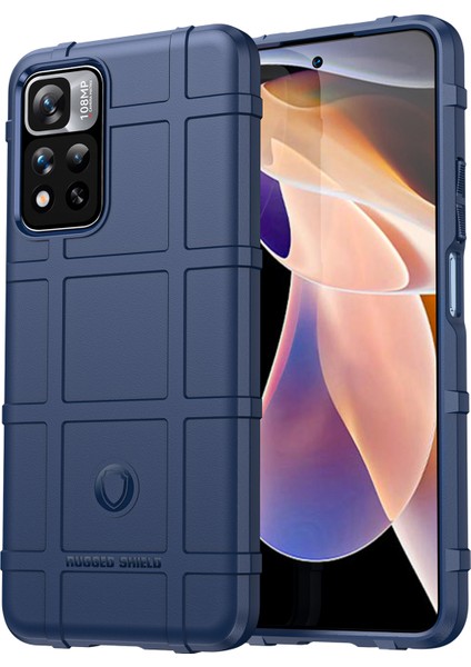 Anti-Cratch Telefon Kasası Engebeli Kare Izgara Tasarımı Kalınlaştırılmış Tpu Telefonu Xiaomi Redmi Için Note 11 Pro 5g (Çin) (Mediatek)/not 11 Pro+ 5g-Mavi (Yurt Dışından)