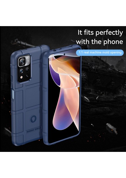 Anti-Cratch Telefon Kasası Engebeli Kare Izgara Tasarımı Kalınlaştırılmış Tpu Telefonu Xiaomi Redmi Için Note 11 Pro 5g (Çin) (Mediatek)/not 11 Pro+ 5g-Mavi (Yurt Dışından) fiyatları