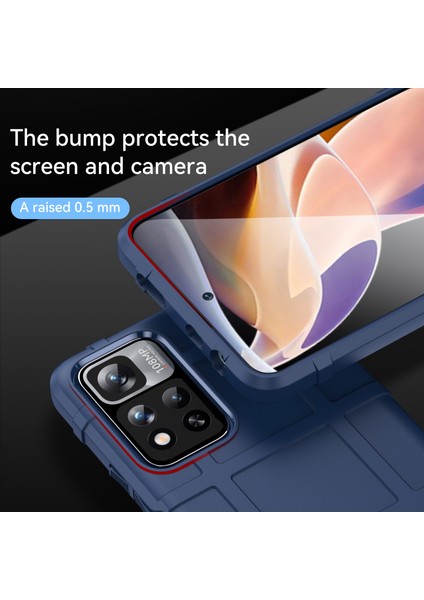 Anti-Cratch Telefon Kasası Engebeli Kare Izgara Tasarımı Kalınlaştırılmış Tpu Telefonu Xiaomi Redmi Için Note 11 Pro 5g (Çin) (Mediatek)/not 11 Pro+ 5g-Mavi (Yurt Dışından) fırsatları