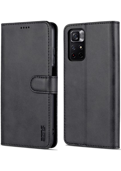 Xiaomi Redmi Için Not 11 5g (Çin) (Mediatek)/not 11T 5g/not 11S 5g Pu Deri Flip Folio Kasa Cüzdan Stand Şok Geçirmez Tpu Iç Kabuk Telefon Kapak Black (Yurt Dışından)