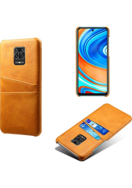 Çift Kart Yuvaları Pu Deri Kaplamalı Plastik Telefon Xiaomi Için Sert Kapak Note 9 Pro/9 Pro Max/9s-Orange (Yurt Dışından)