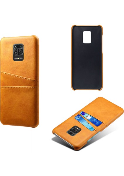 Çift Kart Yuvaları Pu Deri Kaplamalı Plastik Telefon Xiaomi Için Sert Kapak Note 9 Pro/9 Pro Max/9s-Orange (Yurt Dışından) fiyatları