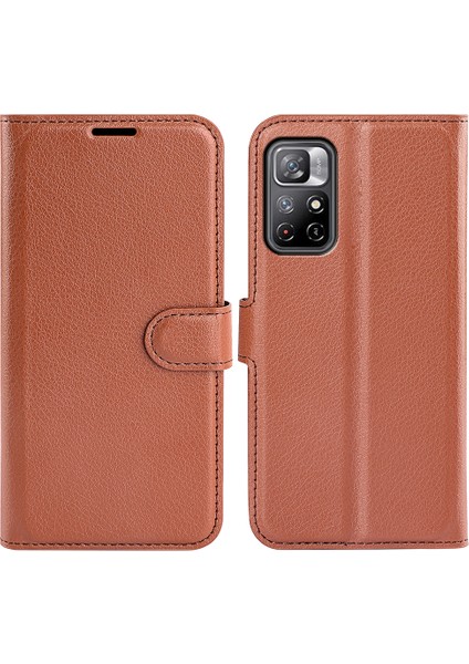 Xiaomi Redmi Için Not 11 5g (Çin) (Mediatek)/not 11T 5g/not 11S 5g Litchi Doku Pu Deri Flip Kapak Şok Geçirmez Tpu Kabuk Stand Cüzdan Telefon Vaka-Kahverengi (Yurt Dışından)