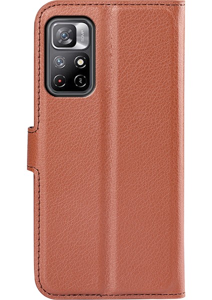 Xiaomi Redmi Için Not 11 5g (Çin) (Mediatek)/not 11T 5g/not 11S 5g Litchi Doku Pu Deri Flip Kapak Şok Geçirmez Tpu Kabuk Stand Cüzdan Telefon Vaka-Kahverengi (Yurt Dışından) modelleri