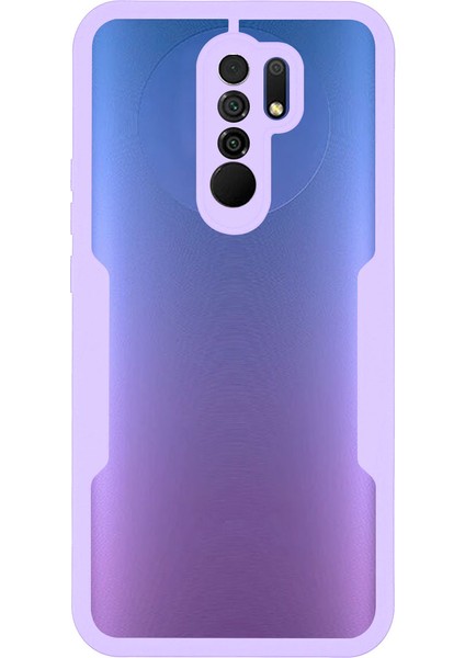 Çok Yönlü Koruma Evcil Hayvan Ekranı Koruyucusu+Akrilik Geri+Tpu Çerçeve Telefon Kasası Hibrit Kapak Xiaomi Redmi 9-Purple (Yurt Dışından)