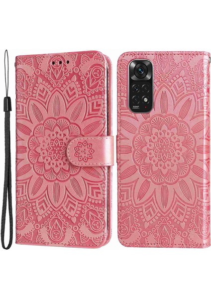 Xiaomi Redmi Için Note 11 Pro 5g (Mediatek)/note 11 Pro+ 5g/poco X4 NFC/11I 5g Ayçiçeği Baskılı Deri Kılıf Stand Cüzdan Telefon Kapak Pembe (Yurt Dışından)