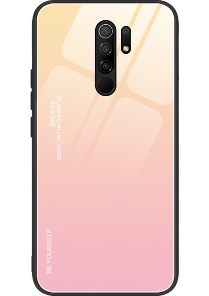 Xiaomi Redmi Için Gradyan Renk Temsilli Cam+Pc+Tpu Kabuğu 9-Sarı/pembe (Yurt Dışından)