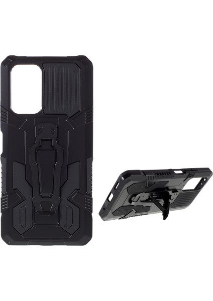 Arka Klip Kickstand Tasarım Xiaomi Redmi Için Metal Sayfalı Iyi Korumalı Hibrit Telefon Kılıfı Kabuğu Note 10 Pro-Black (Yurt Dışından)